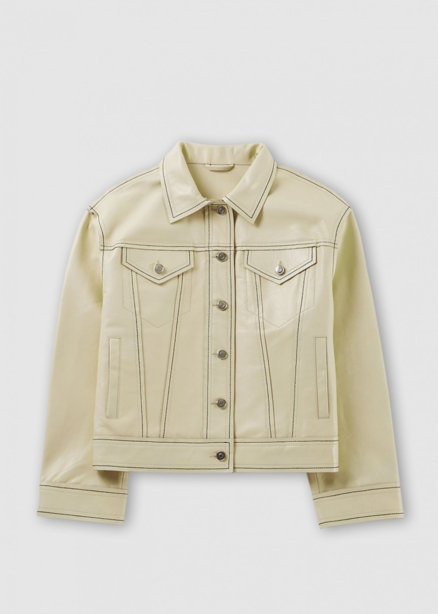 Womens STAND STUDIO Coats & Jackets | Womens Oversized Leather Jean Jacket In Cream