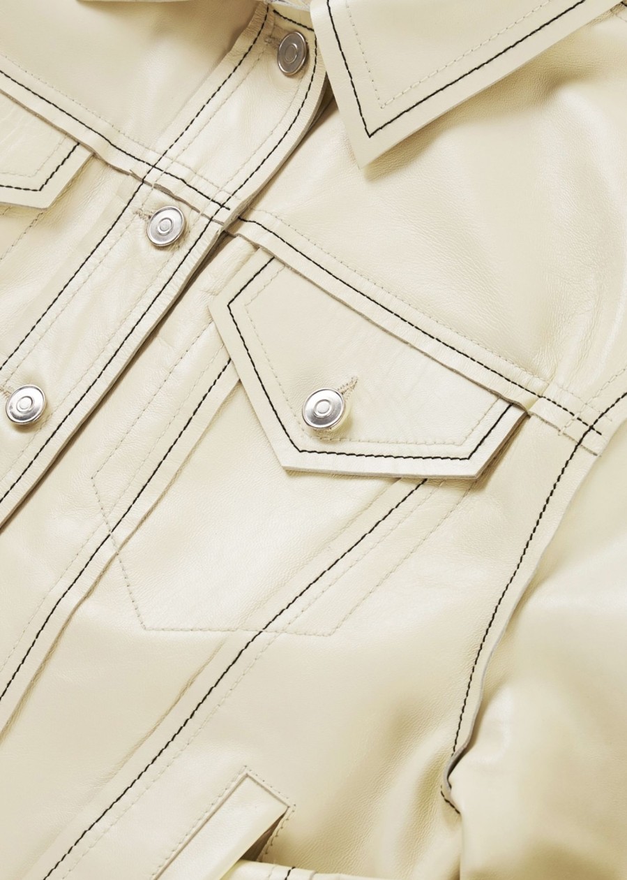 Womens STAND STUDIO Coats & Jackets | Womens Oversized Leather Jean Jacket In Cream