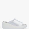 Womens FLY LONDON Sandals | Womens Doli Leather Wedge Mules In Silver