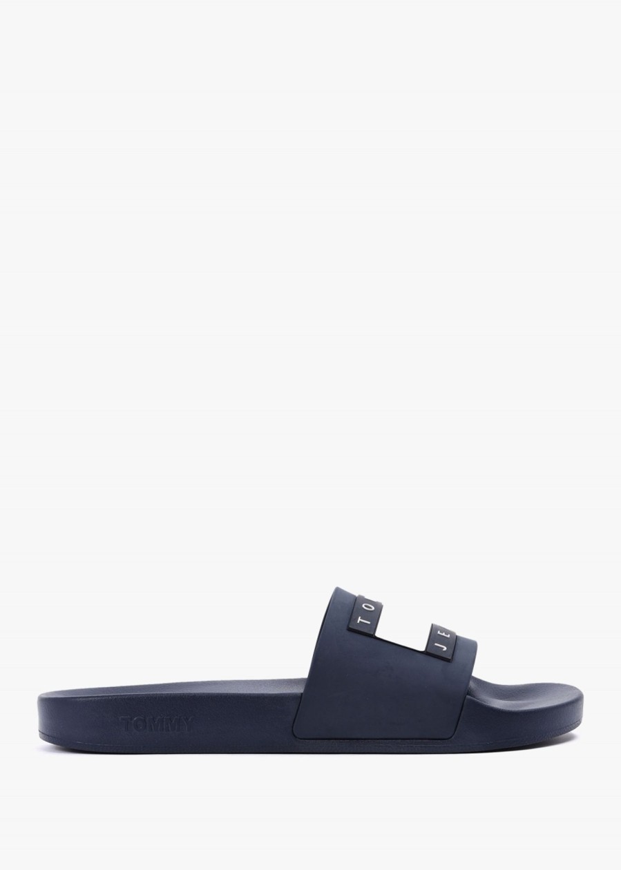 Mens TOMMY HILFIGER Slides | Mens Flag Pool Slider In Twilight Navy