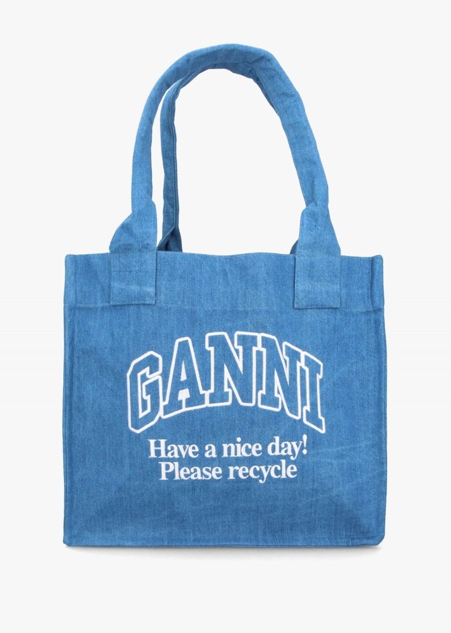 Womens GANNI Tote Bags | Womens Large Easy Shopper In Denim Blue