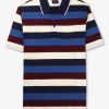 Mens PAUL & SHARK Polo Shirts | Mens Pique Poloshirt With Iconic Badge In Cream-Bordeaux-Cobalt Blue