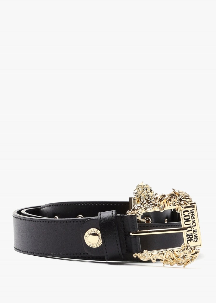 Womens VERSACE JEANS COUTURE Belts | Womens Double Baroque Buckle Belt In Black