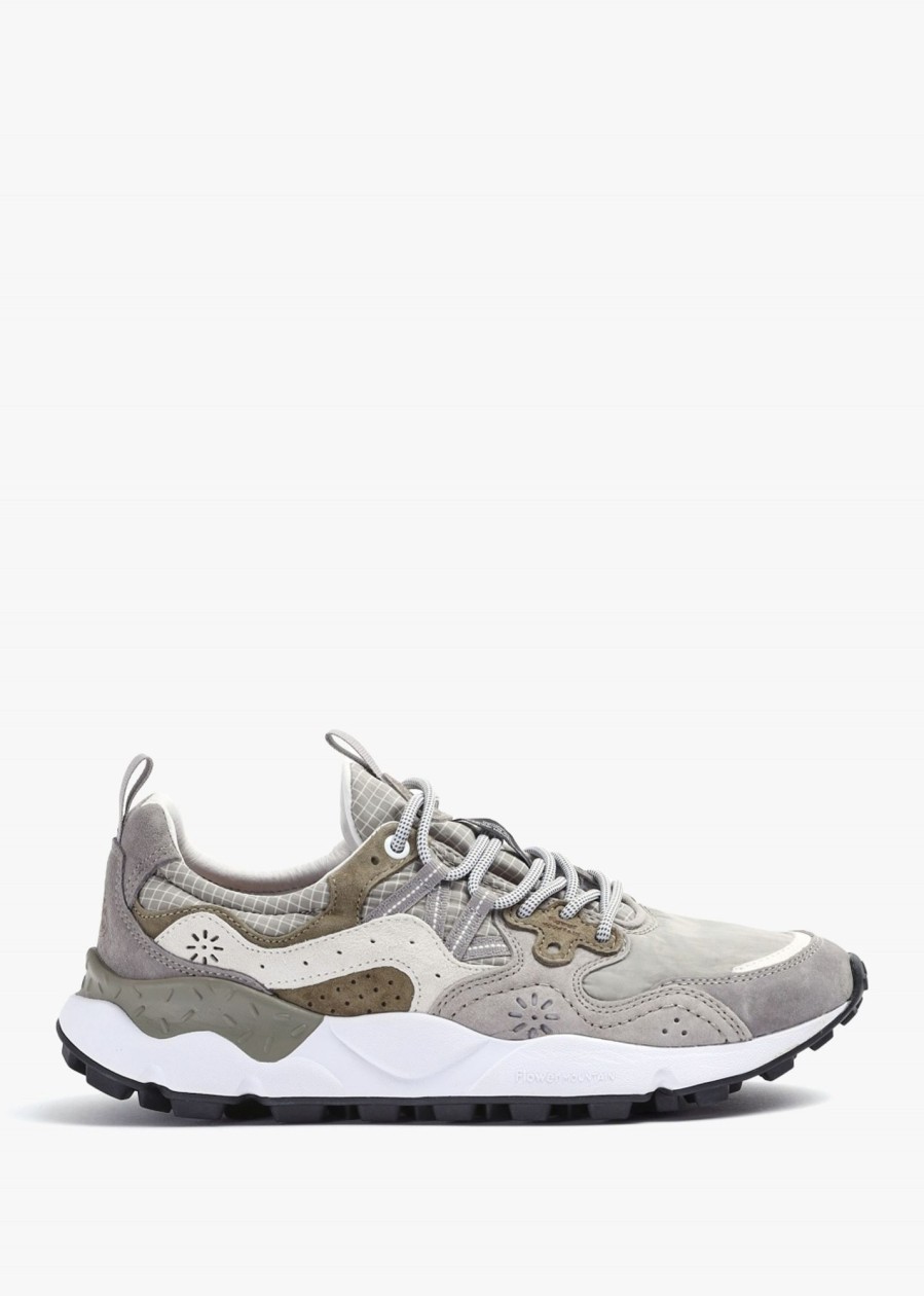 Mens FLOWER MOUNTAIN Trainers | Mens Yamano 3 Suede/Nylon Ripstop Trainers In Grey-Light Grey