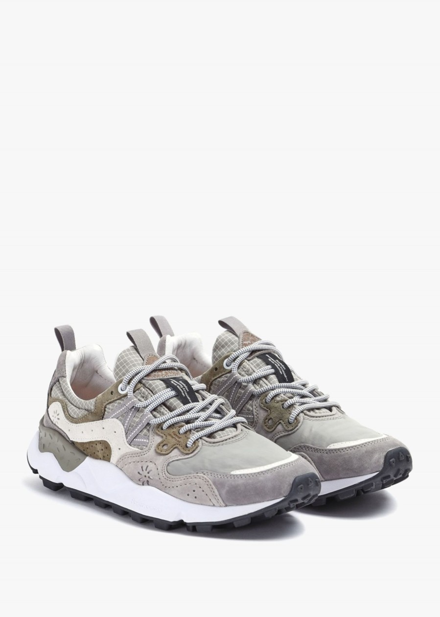 Mens FLOWER MOUNTAIN Trainers | Mens Yamano 3 Suede/Nylon Ripstop Trainers In Grey-Light Grey