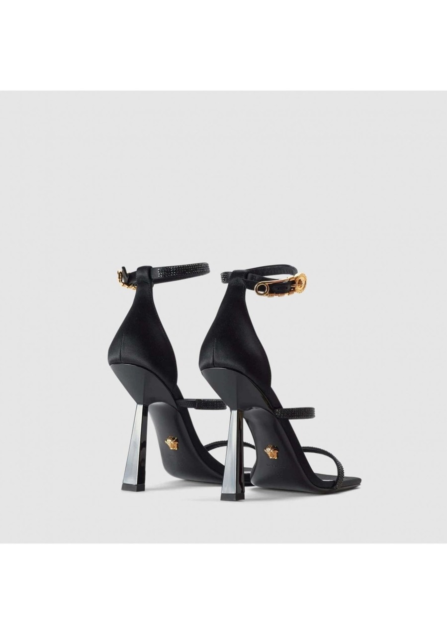 Womens VERSACE Heels | Womens Crystal Square Heels In Black