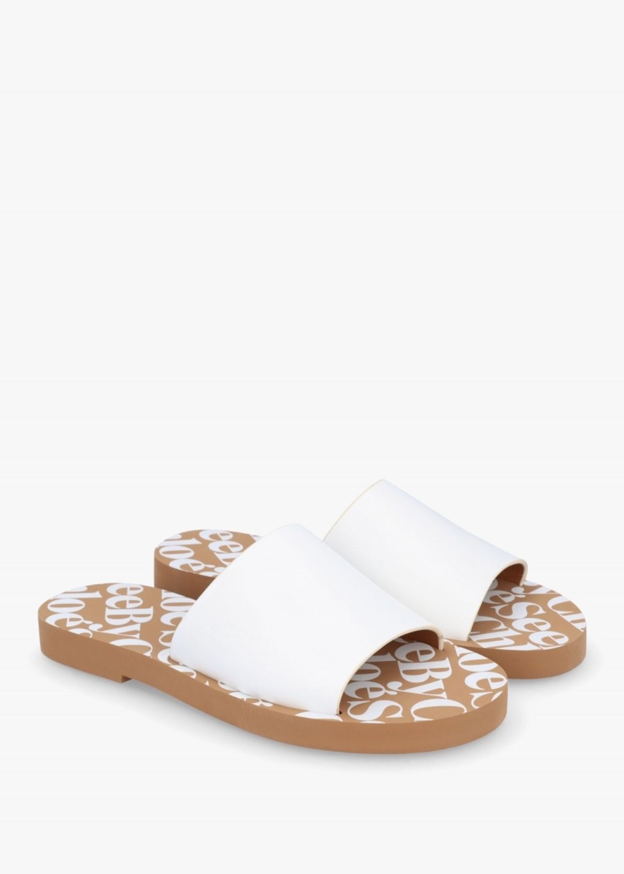 Womens SEE BY CHLOE Sandals | Womens Essie Leather Pool Sliders In White