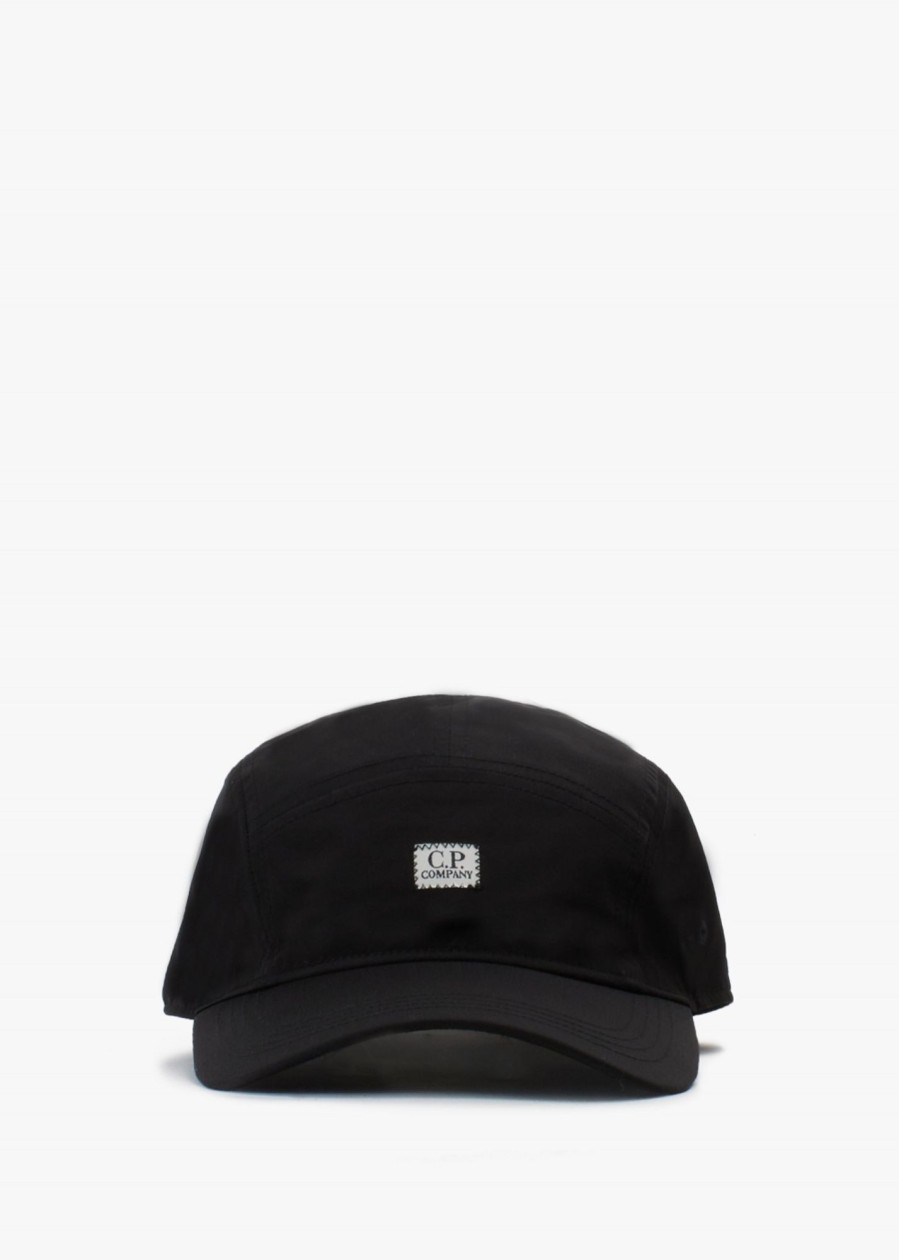 Mens C.P. COMPANY Gifting | Mens Chrome-R Panelled Logo Cap In Black