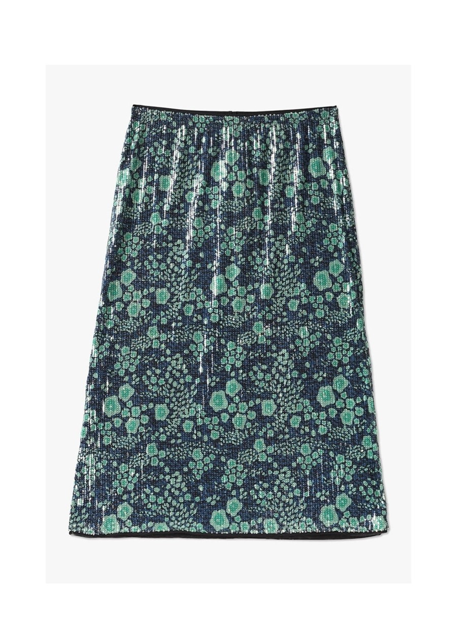 Womens BAUM UND PFERDGARTEN Skirts | Womens Jolette Sequin Skirt In Green Sequince Flower