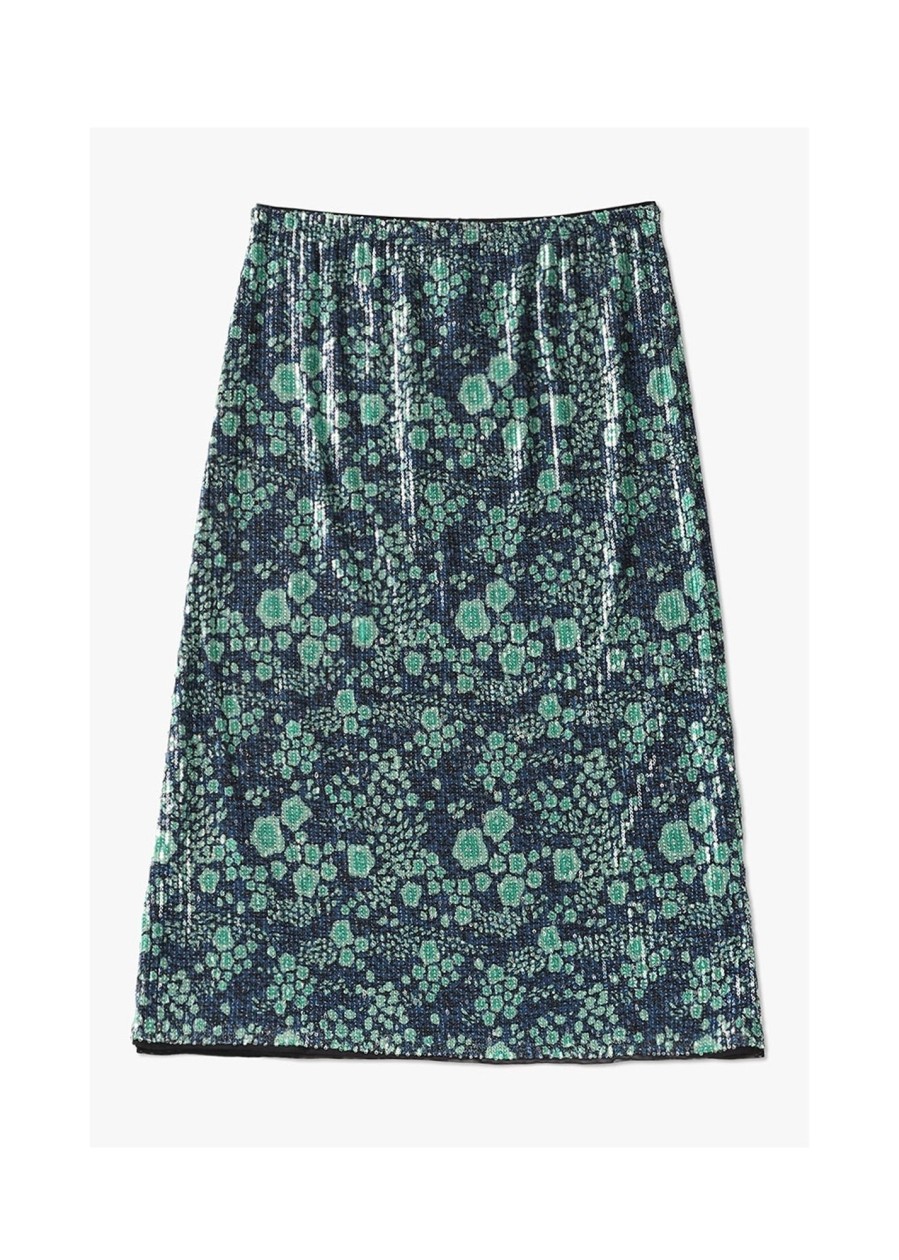 Womens BAUM UND PFERDGARTEN Skirts | Womens Jolette Sequin Skirt In Green Sequince Flower