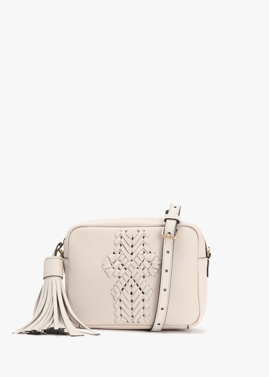 Womens ANYA HINDMARCH Crossbody Bags | Womens Neeson Tassel Leather Crossbody Bag In Chalk