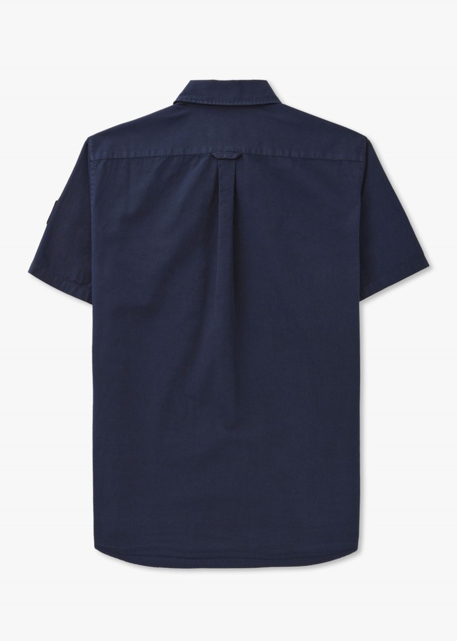 Mens BELSTAFF Shirts | Mens Scale Short Sleeve Shirt In Navy