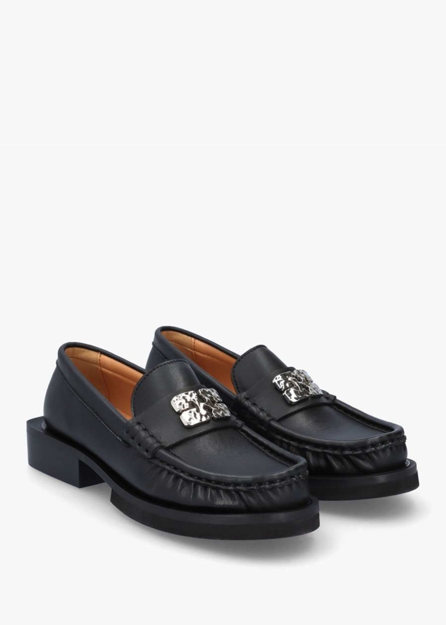 Womens GANNI Loafers | Womens Butterfly Logo Loafer In Black