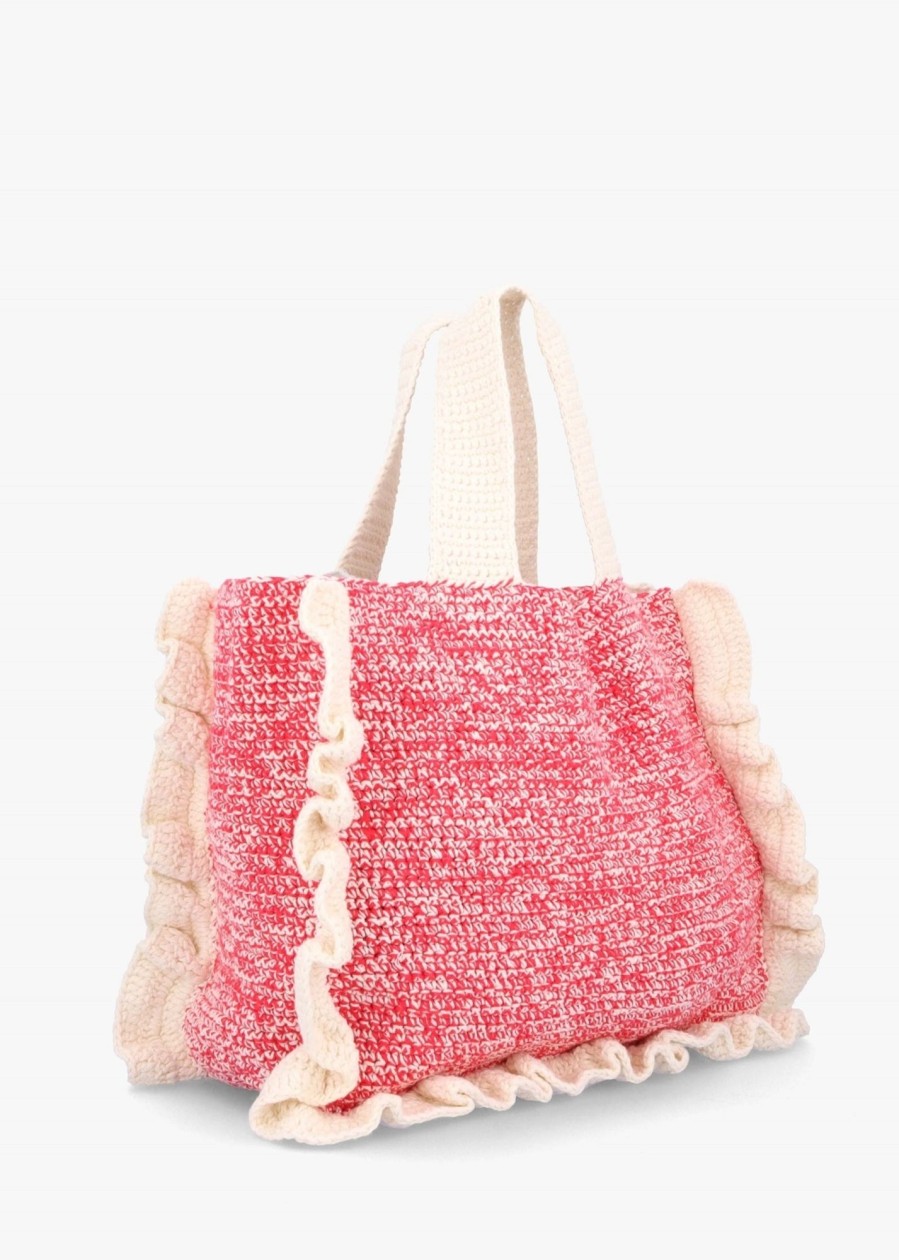 Womens GANNI Tote Bags | Womens Cotton Crochet Frill Tote In Egret