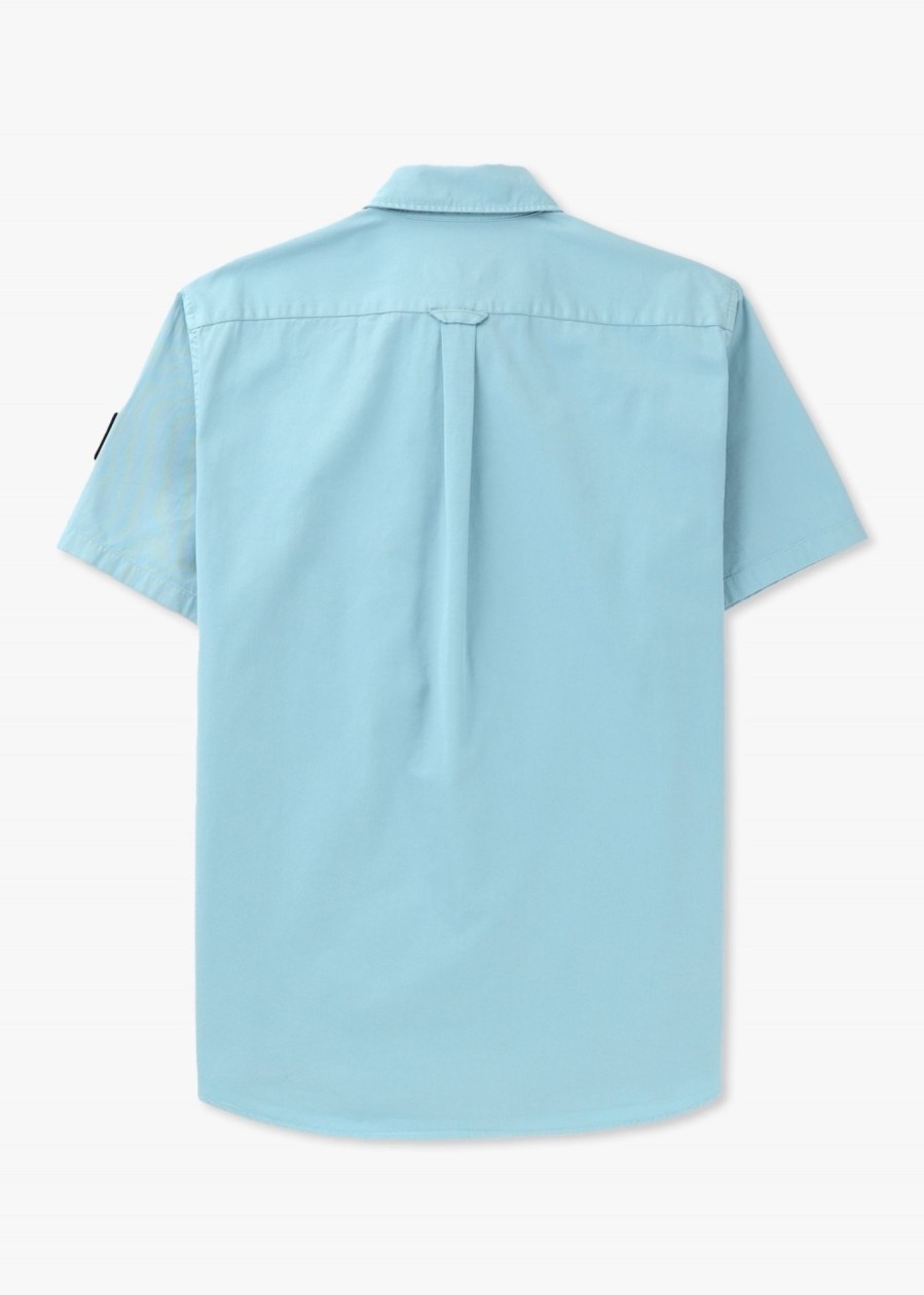 Mens BELSTAFF Shirts | Mens Scale Short Sleeve Shirt In Skyline Blue