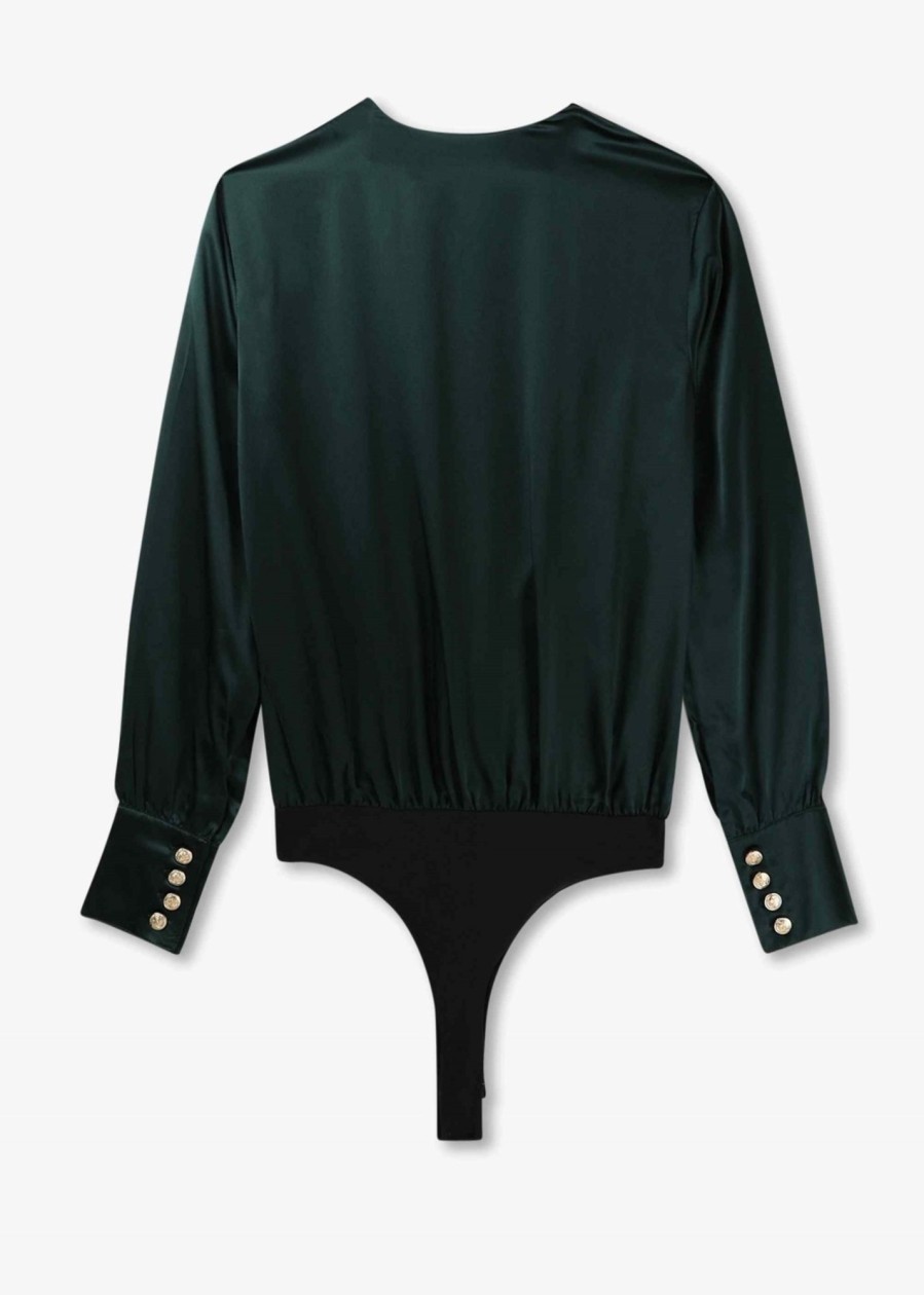 Womens HOLLAND COOPER Tops | Womens Silk Bodysuit In Emerald