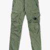 Mens C.P. COMPANY Trousers | Mens Stretch Sateen Ergonomic Cargo Pants In Green