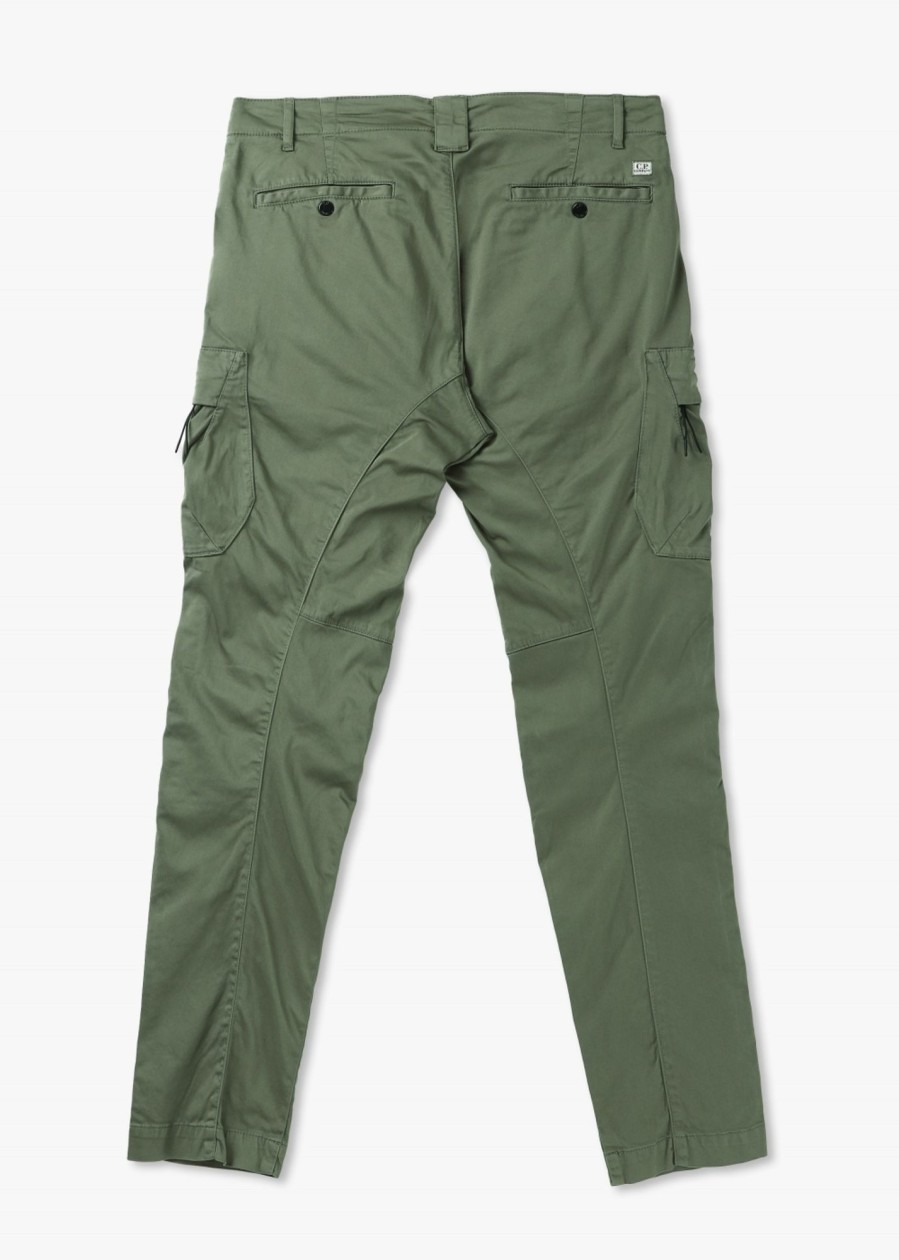 Mens C.P. COMPANY Trousers | Mens Stretch Sateen Ergonomic Cargo Pants In Green