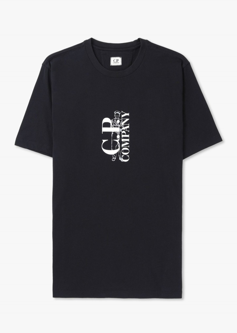 Mens C.P. COMPANY T-Shirts | Mens 30/1 Jersey British Sailor T-Shirt In Black