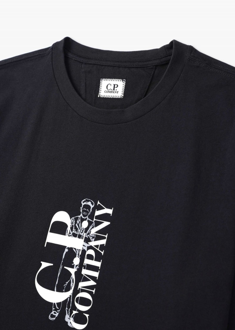 Mens C.P. COMPANY T-Shirts | Mens 30/1 Jersey British Sailor T-Shirt In Black