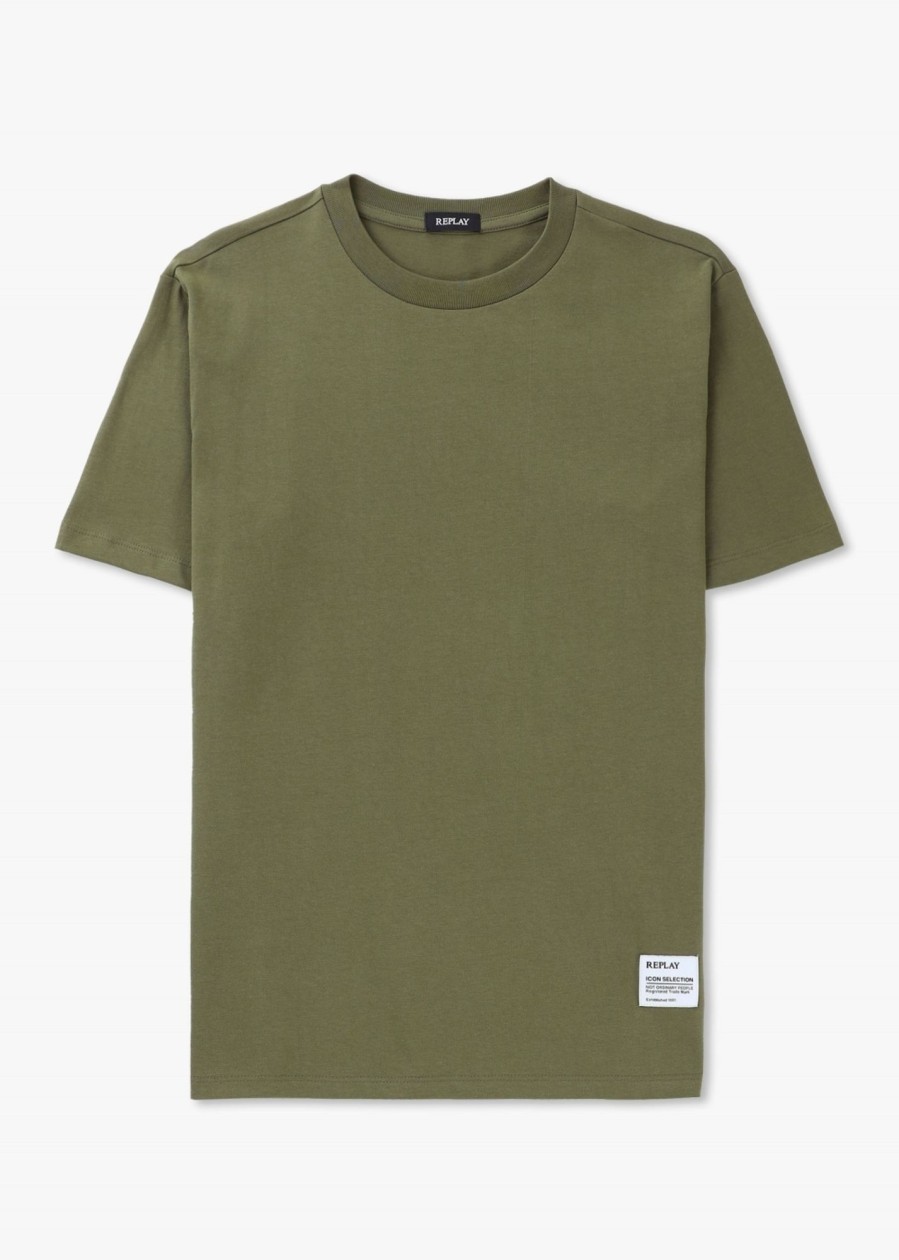 Mens REPLAY T-Shirts | Mens Print Short Sleeve T-Shirt In Light Military