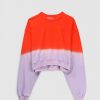 Womens FRAME Sweatshirts & Hoodies | Womens Cropped Dip Dye Sweatshirt In Red Orange Multi