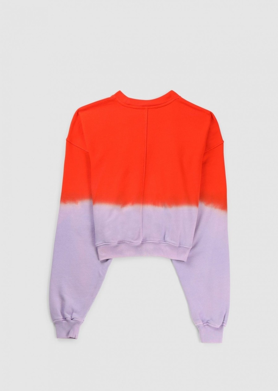 Womens FRAME Sweatshirts & Hoodies | Womens Cropped Dip Dye Sweatshirt In Red Orange Multi