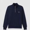 Mens PAUL SMITH Sweatshirts & Hoodies | Mens Ls Regular Fit Half Zip Zebra Sweatshirt In Blue