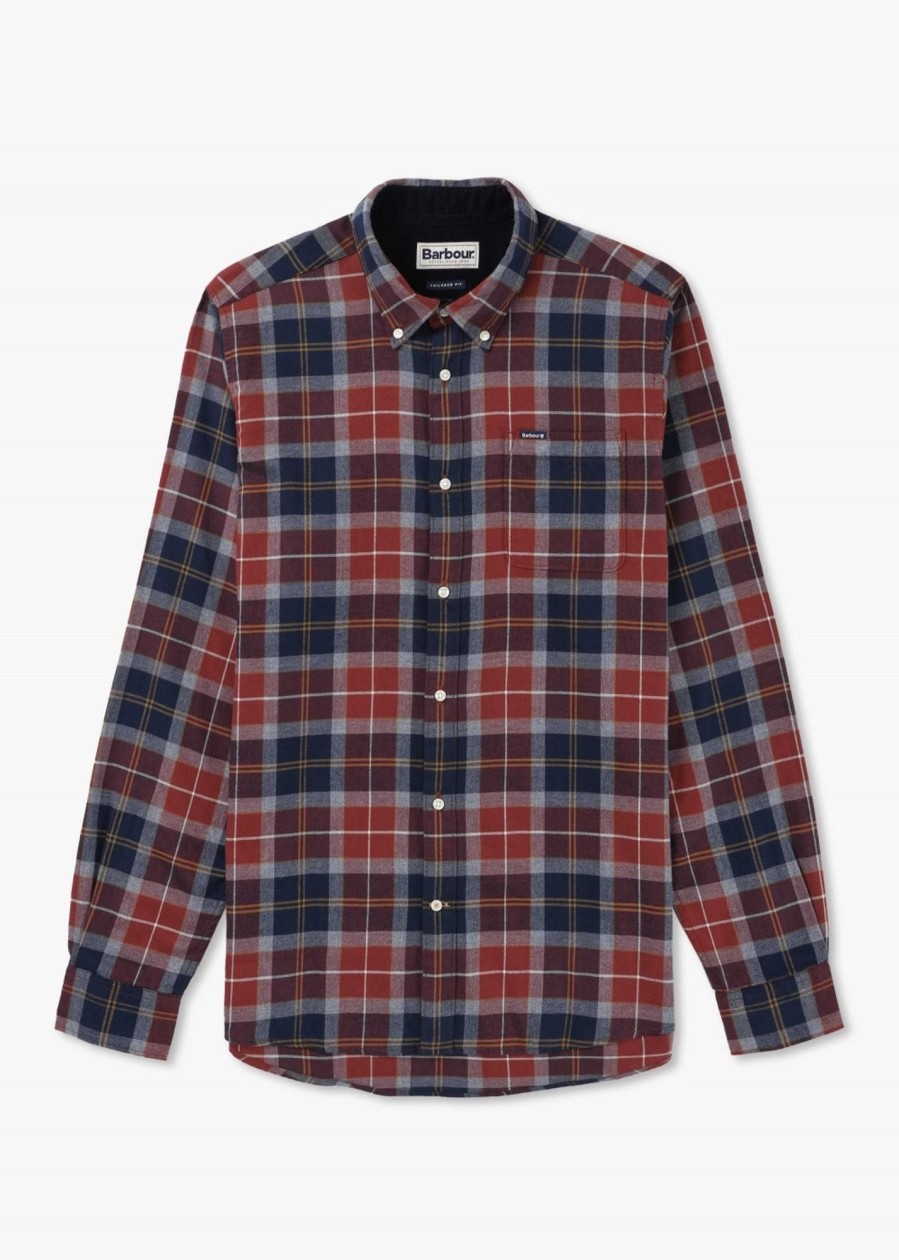 Mens BARBOUR Shirts | Mens Rasay Tailored Fit Shirt In Red Brackencroft Tartan