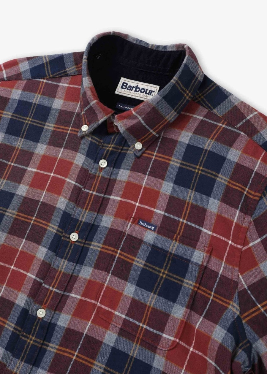 Mens BARBOUR Shirts | Mens Rasay Tailored Fit Shirt In Red Brackencroft Tartan