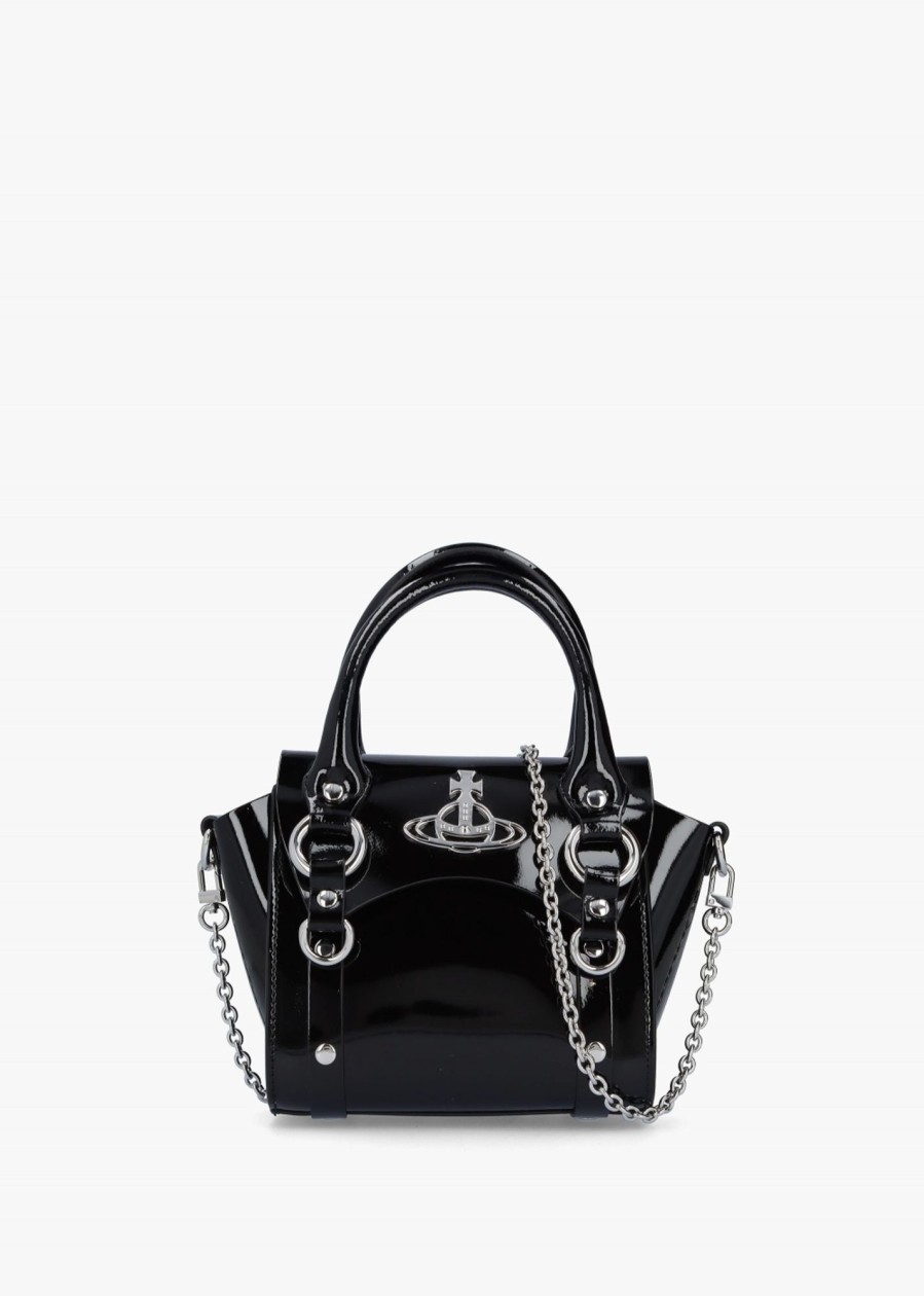 Womens VIVIENNE WESTWOOD Tote Bags | Womens Betty Mini Shiny Patent Leather Tote Bag In Black