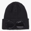 Mens C.P. COMPANY Hats | Mens Cotton Goggle Beanie Hat In Black