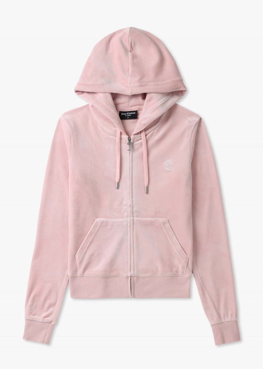 Womens JUICY COUTURE Sweatshirts & Hoodies | Womens Robertson Classic Zip Up Hoodie In Light Pink