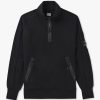 Mens C.P. COMPANY Sweatshirts & Hoodies | Mens Diagonal Raised Fleece Quarter Zip Sweatshirt In Black