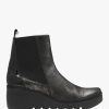 Womens FLY LONDON Boots | Womens Bagu Leather Wedge Chelsea Boots In Silver Black