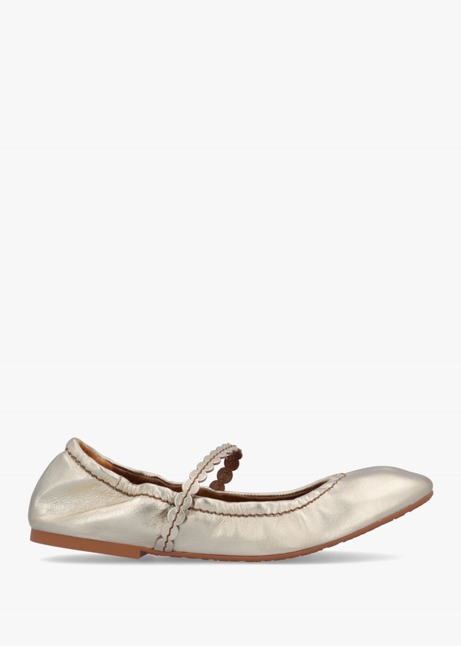 Womens SEE BY CHLOE Flats | Womens Kaddy Leather Flat Mary Janes In Light Gold