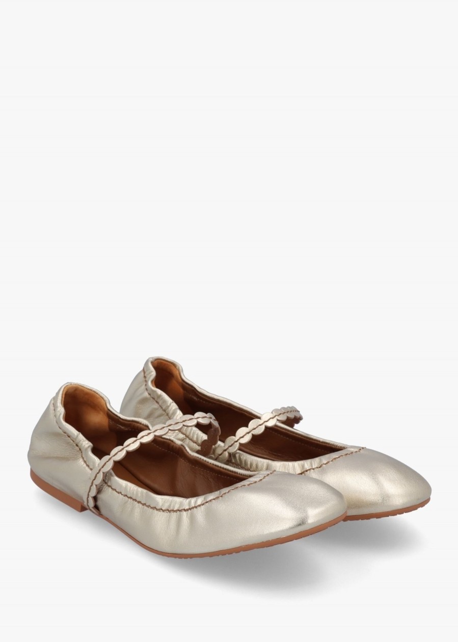 Womens SEE BY CHLOE Flats | Womens Kaddy Leather Flat Mary Janes In Light Gold