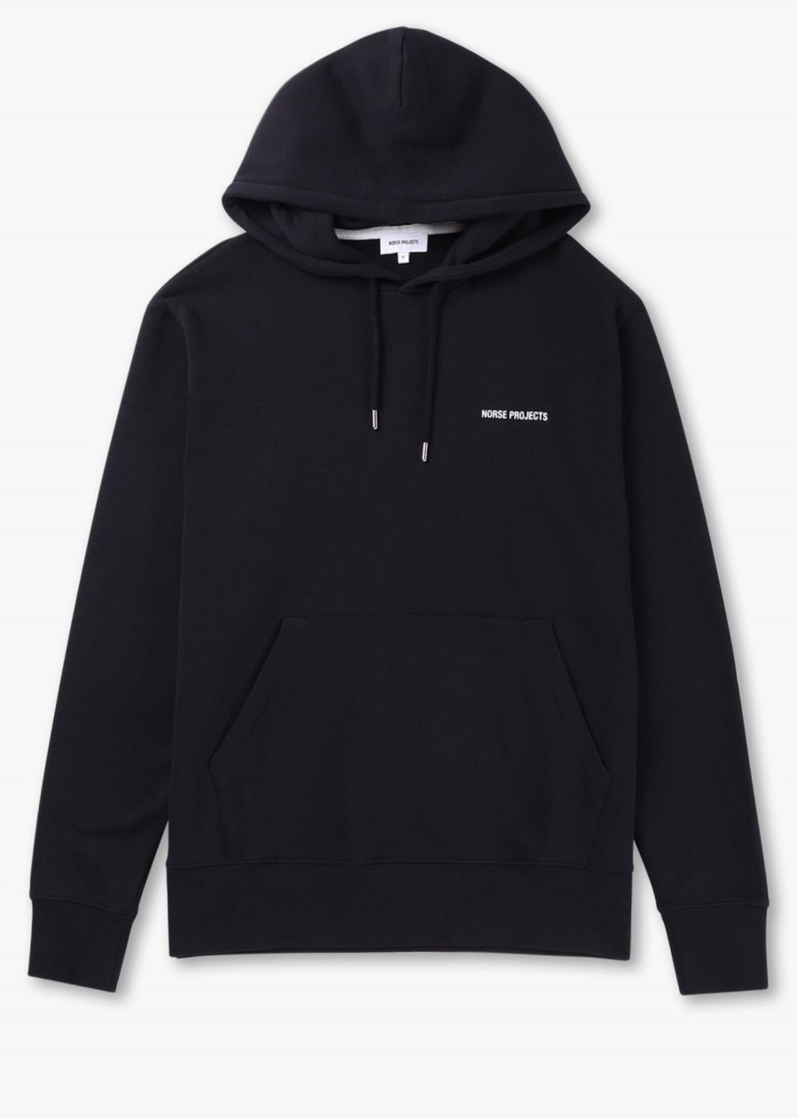 Mens NORSE PROJECTS Sweatshirts & Hoodies | Mens Arne Relaxed Organic Logo Hoodie In Black