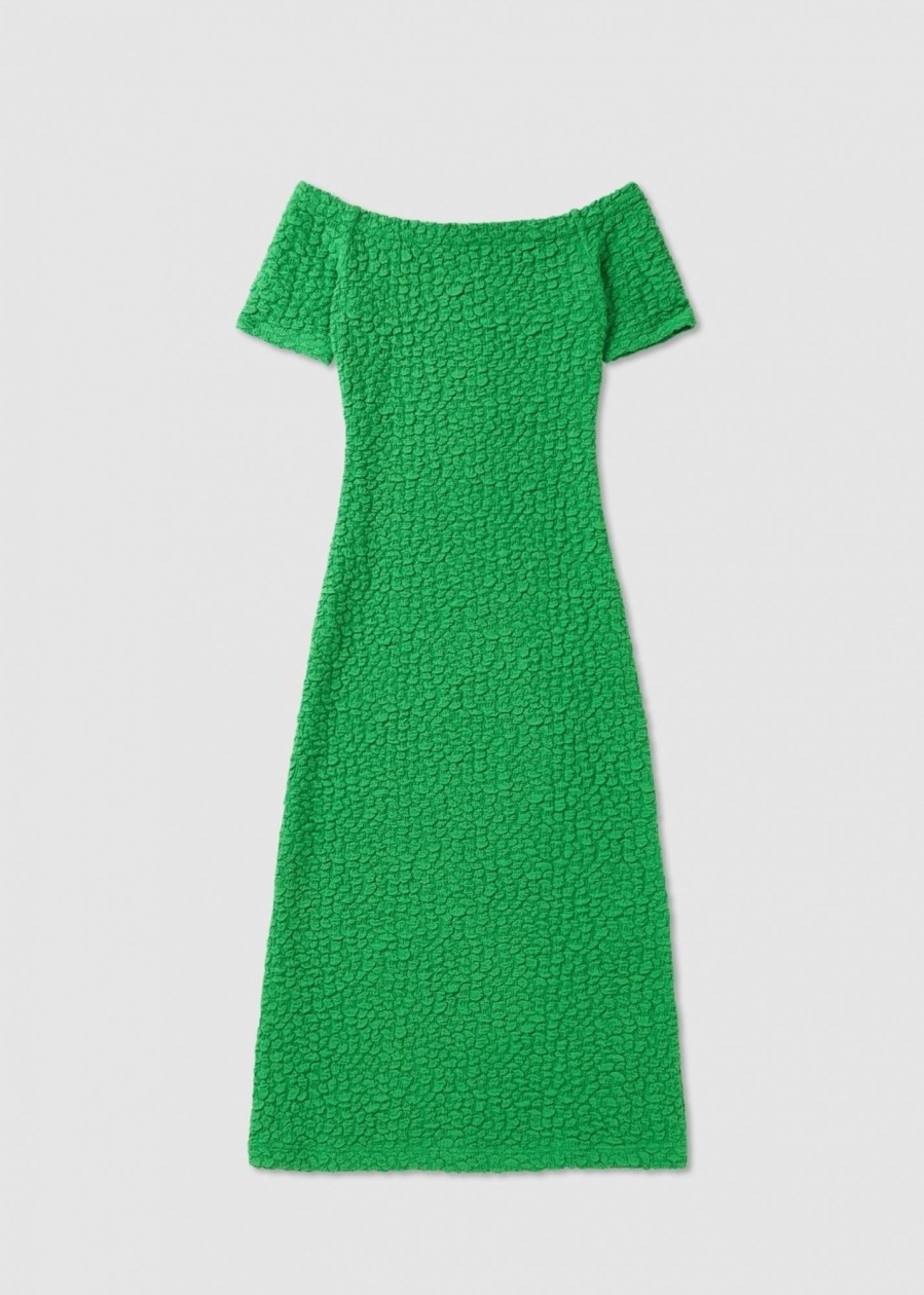 Womens BAUM UND PFERDGARTEN Dresses | Womens Juju Off Shoulder Stretch Dress In Green