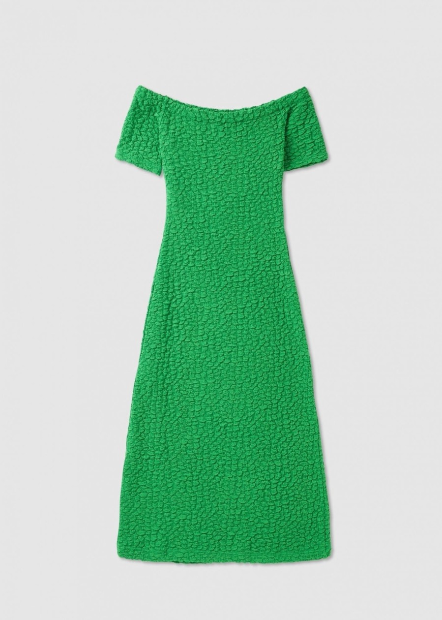 Womens BAUM UND PFERDGARTEN Dresses | Womens Juju Off Shoulder Stretch Dress In Green