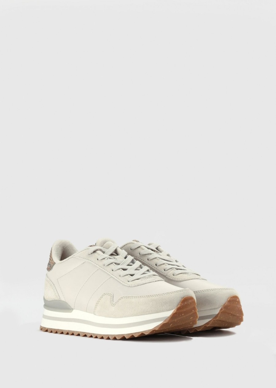 Womens WODEN Trainers | Womens Nora Iii Leather Plateau In Silver Lining