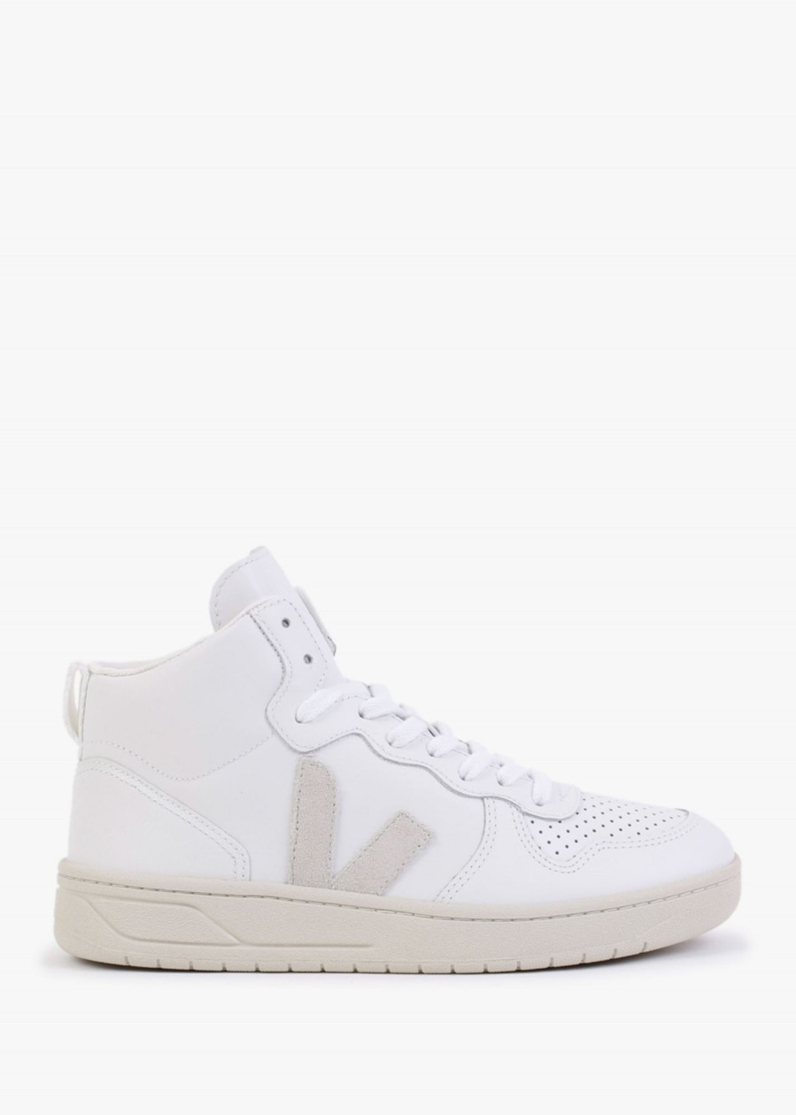 Womens VEJA Gifting | Womens V-15 Leather High-Top Trainers In Extra White Natural