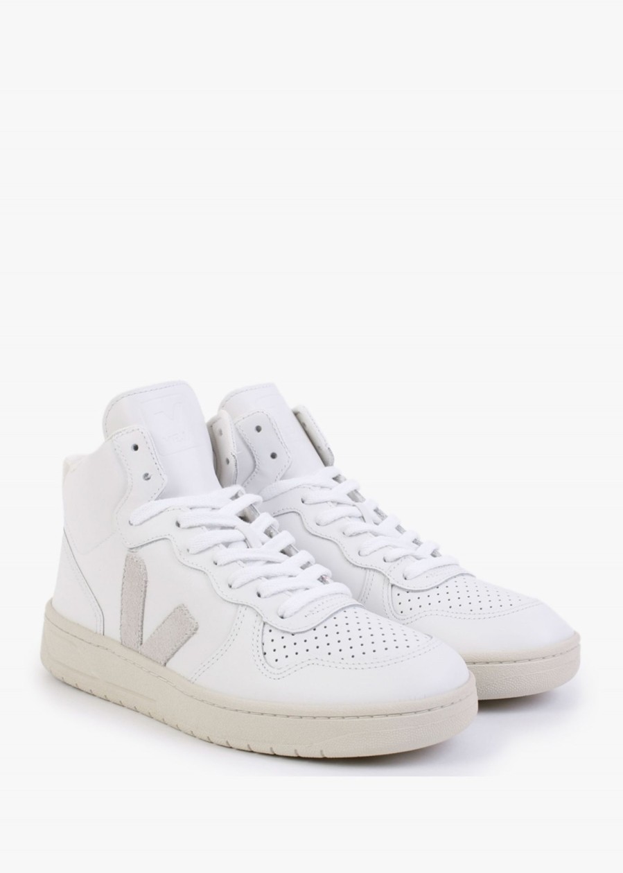 Womens VEJA Gifting | Womens V-15 Leather High-Top Trainers In Extra White Natural