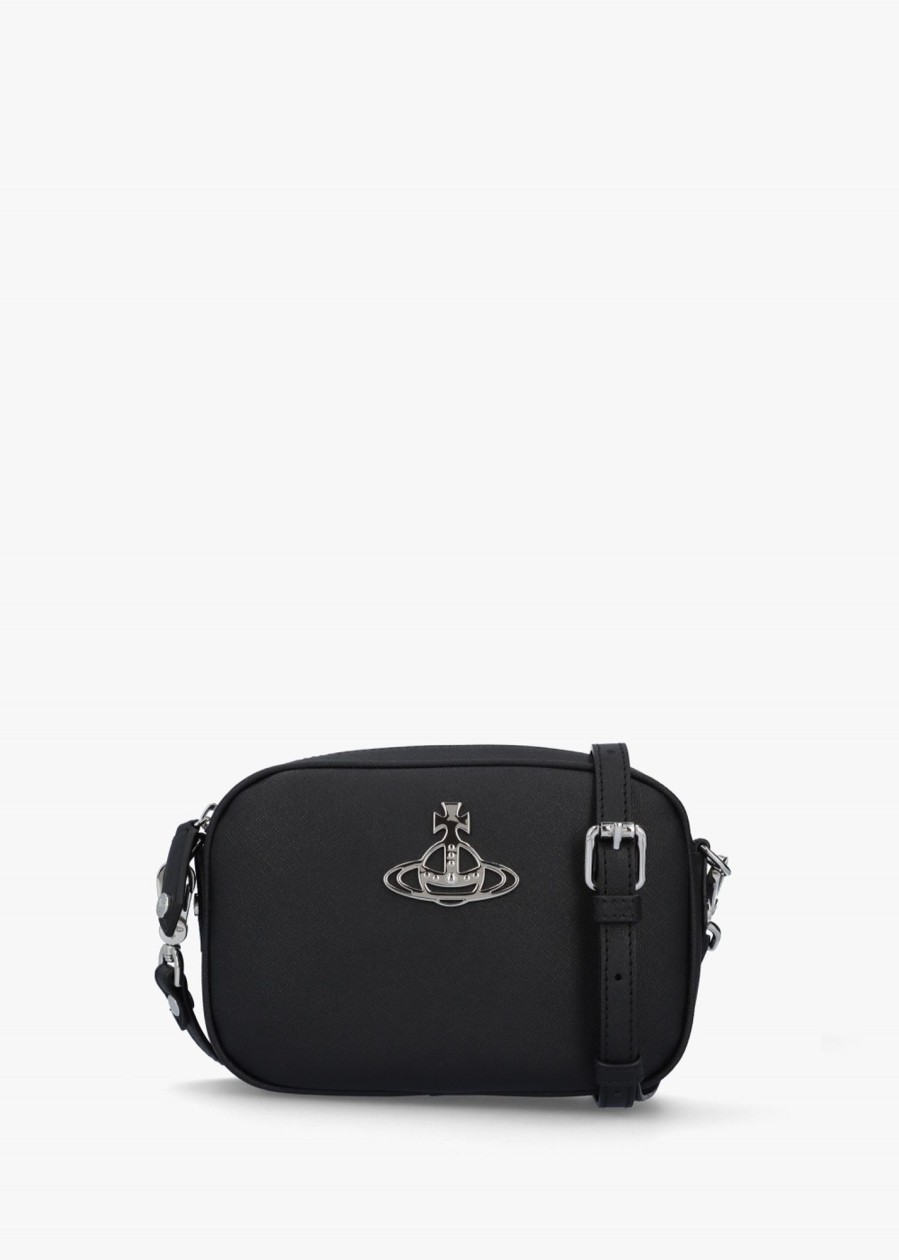 Womens VIVIENNE WESTWOOD Crossbody Bags | Womens Anna Biogreen Saffiano Camera Bag In Black