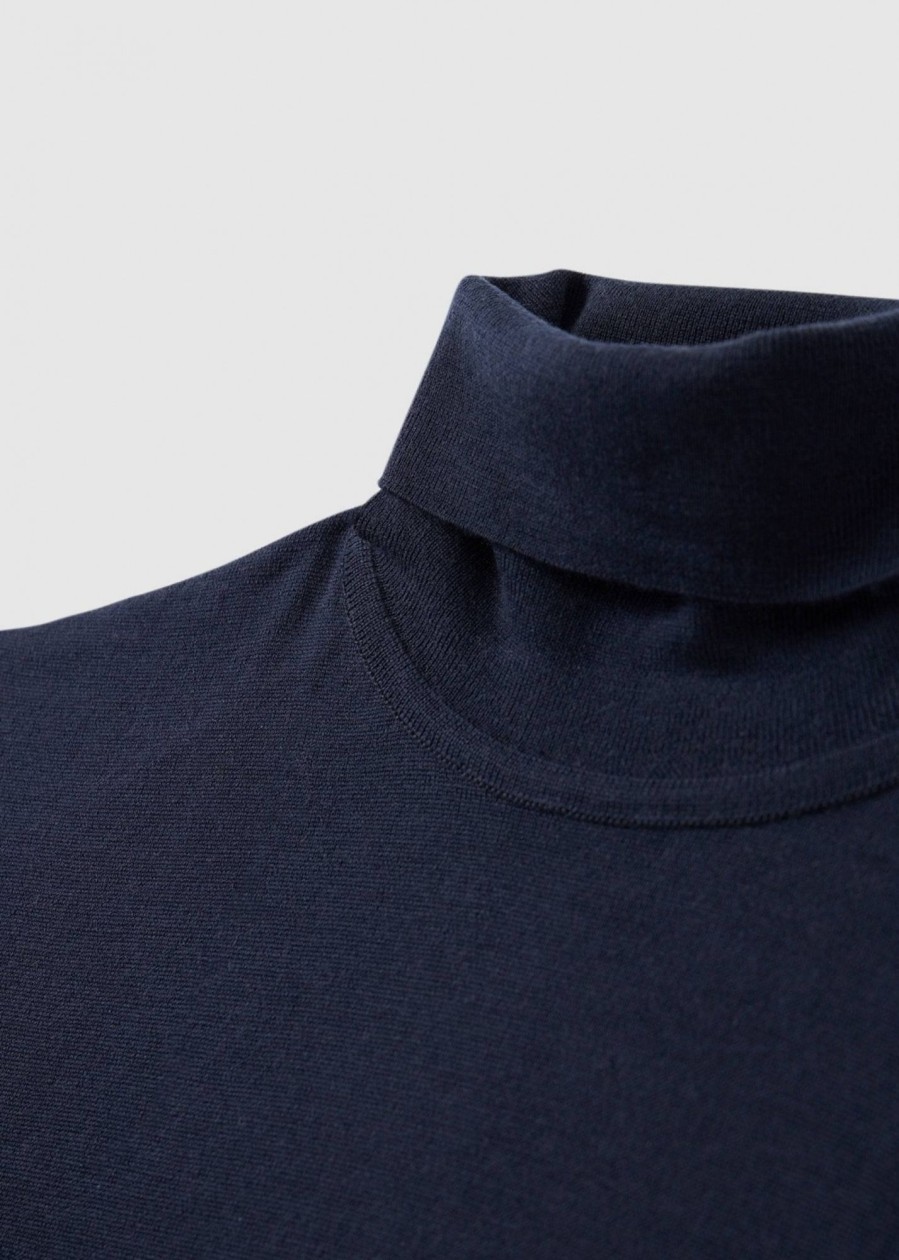 Mens JOHN SMEDLEY Sweatshirts & Hoodies | Mens Cherwell Pullover Rollneck In Midnight