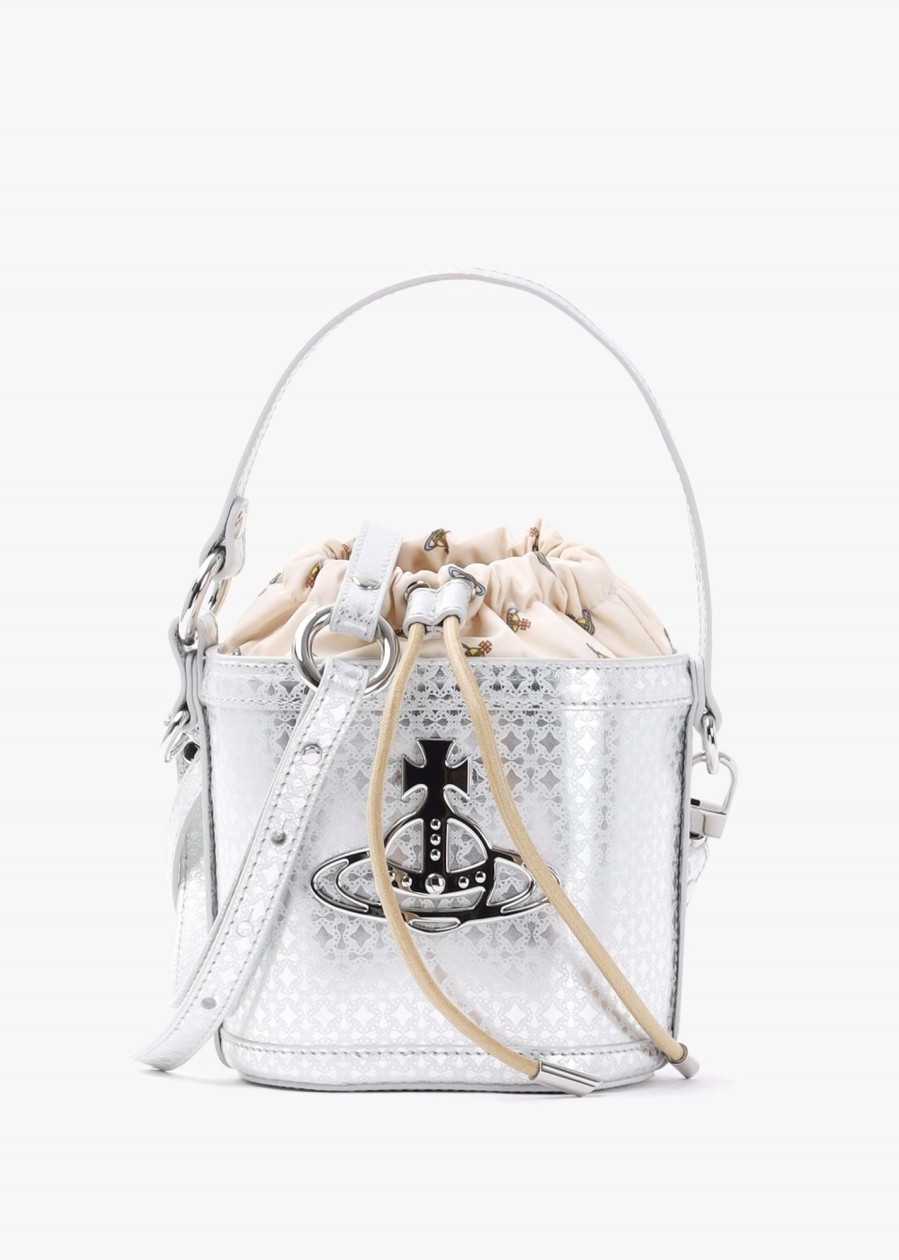 Womens VIVIENNE WESTWOOD Shoulder Bags | Womens Daisy Leather Drawstring Bucket Bag In Silver