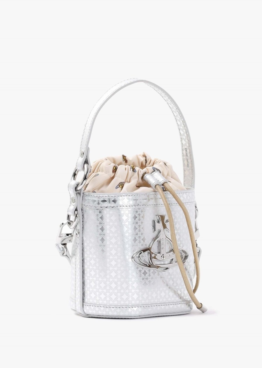 Womens VIVIENNE WESTWOOD Shoulder Bags | Womens Daisy Leather Drawstring Bucket Bag In Silver