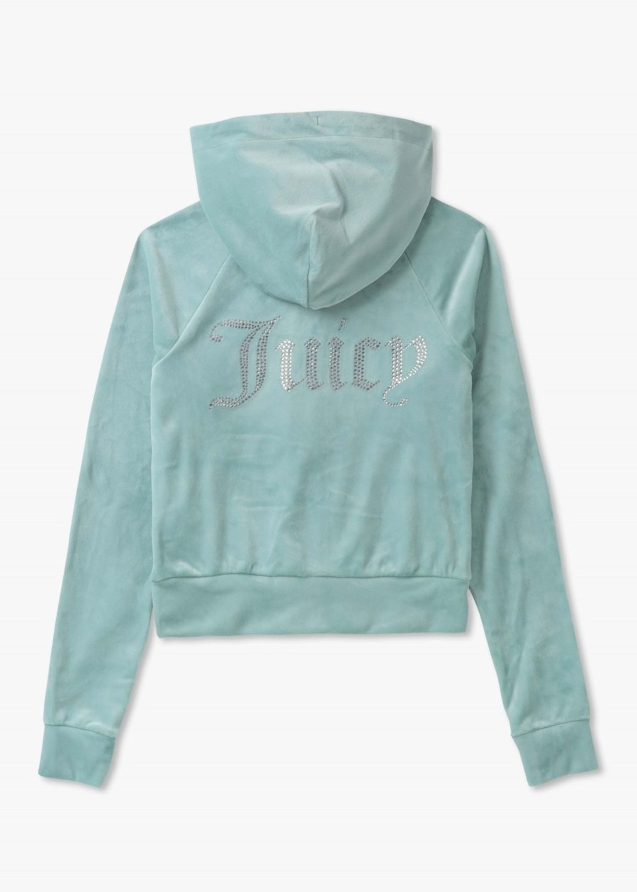 Womens JUICY COUTURE Sweatshirts & Hoodies | Womens Madison Hoodie With Diamonte In Blue Surf