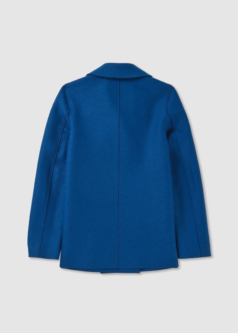 Womens HARRIS WHARF Coats & Jackets | Womens Pressed Wool Peacoat In Oxford Blue