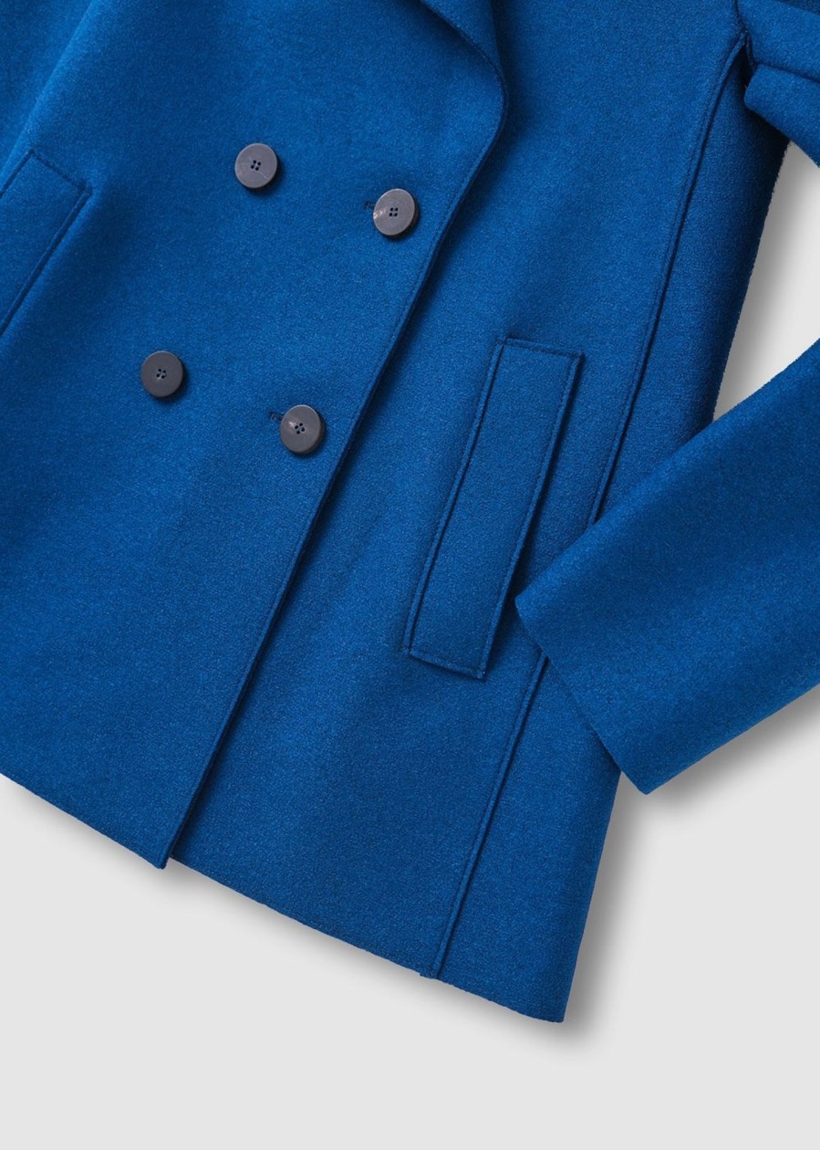 Womens HARRIS WHARF Coats & Jackets | Womens Pressed Wool Peacoat In Oxford Blue